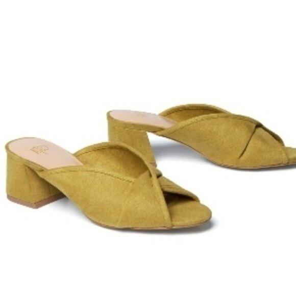 CAbi Midas Marigold Mustard Suede Mules - Size 7 - Picture 3 of 7